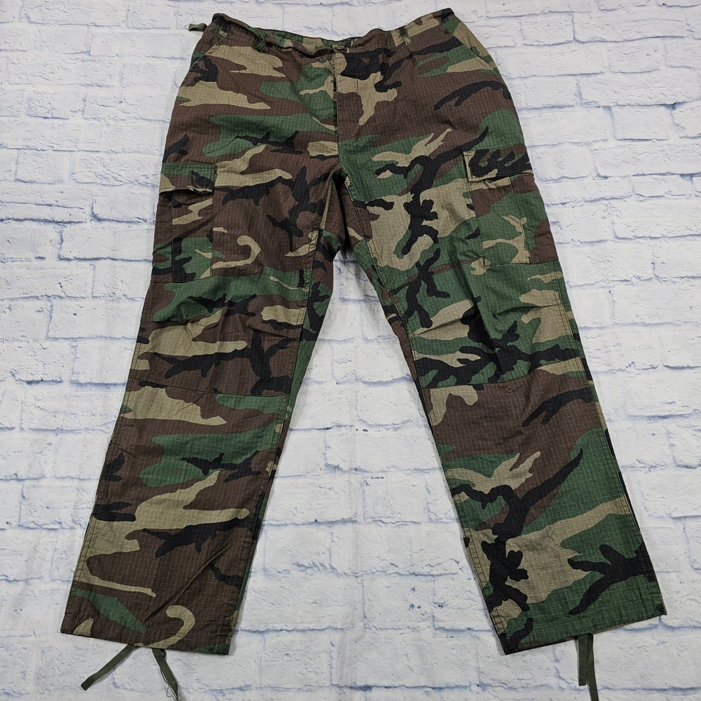 Rothco Military Cargo Pants Men XL Long Camo Woodland Ripstop Tactical Utility